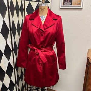 Red Satin Trench Coat Medium